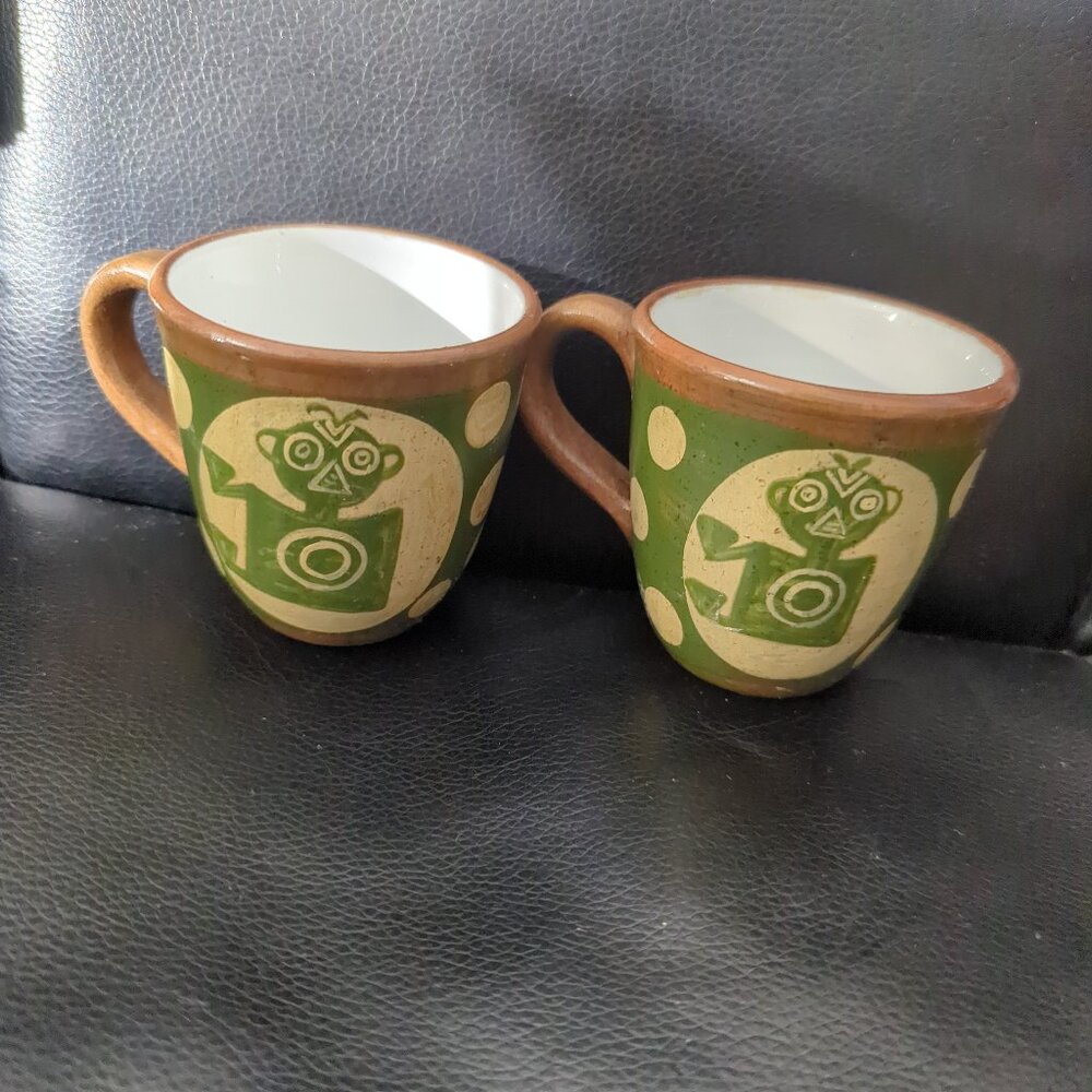 Two Vintage Hand-Painted Ceramic Mugs #IK